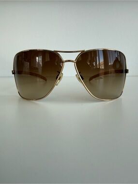 Chanel 4125 Gold Metal Brown Gradient Sunglasses — With Quilted CC Case